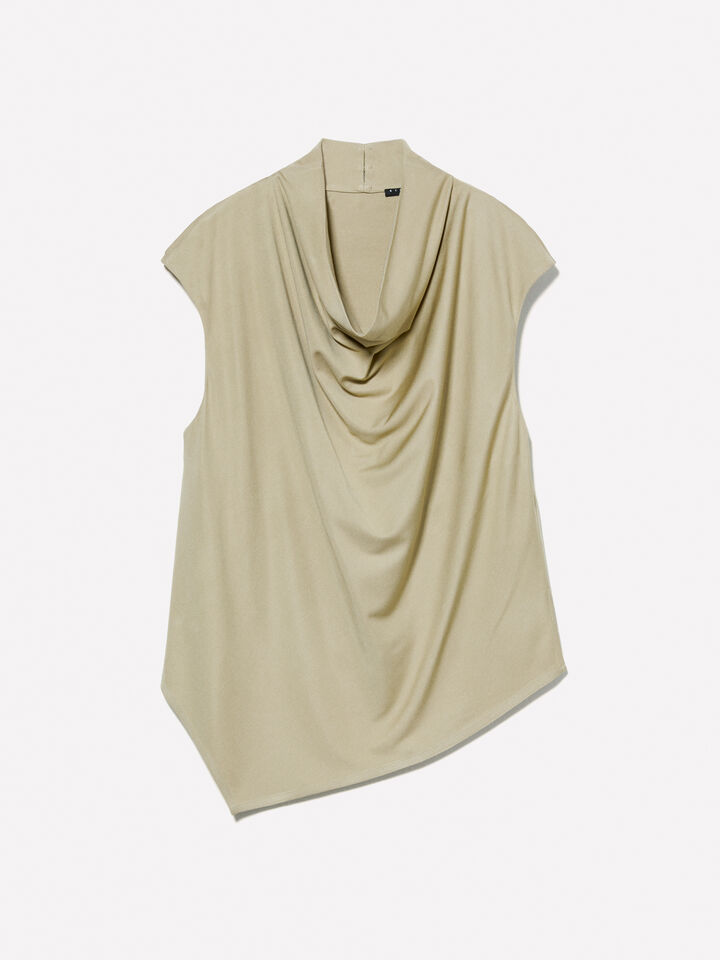 Military green draped top - blouses pour femme - Kaki | Sisley image number 6